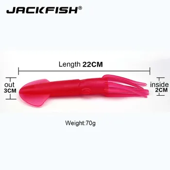 JACKFISH Svetelný mäkké návnady big Squid návnad 22 cm/70g Mäkké Umelé Rybárske Návnady, rybárske náčinie pre Nočný rybolov
