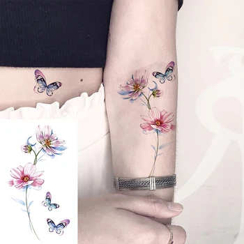 Realistické Veľryba Zápästie Dočasné Tetovanie Pre Ženy, Dospelých Sun Flower Falošné Tetovanie Nálepky Vodotesné Telo Umenia Maľby Tatoos Odtlačkový