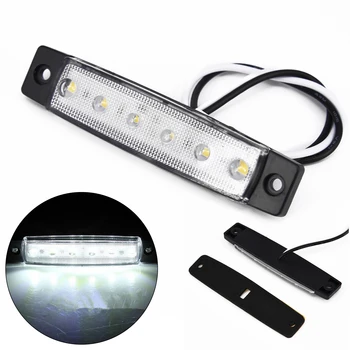 White 12V 6 LED, Bočné Obrysové Svetlo Pre prípojné Vozidlo, AUTOBUS, Loď Indikátor RV Lampa Bočné Obrysové Svetlo