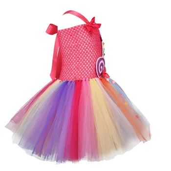 Candy Patch Flower Detí, Narodeniny, Party Tutu Šaty s hlavovým oblúkom Hot Pink Ice Cream Deti Šaty pre Dievčatá Boutique Oblečenie