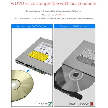 DeepFox Pevného Plastu USB 2.0 A SATA 12,7 mm Externý DVD Krytu DVD/CD-ROM Pre CD/DVD Optická Jednotka