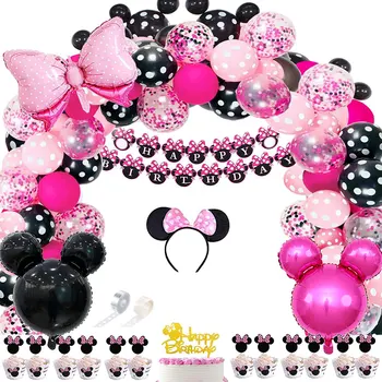 134pcs Minnie Mouse Balón Garland Arch Auta Mickey Hliníkové Balón Pre Dievča Strany Baby Sprcha Narodeniny, Svadbu, Výzdoba Dodávky