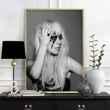 Horúce Speváčka Lady Gaga Plagát, Sexy Musi Hviezda Wall Art, Čierna a Biela Plagát, Gaga Umenie Výtlačkov, Bar, Pub Club Samolepky na Stenu,