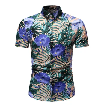 2022 Nové Letné Havajské Košele pánske 3d Vytlačené Kvetované Košele pre Mužov Bežné Trend Módne Oblečenie Tee Tričko Mužov Kvety Camisa