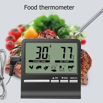BBQ Elektronický Digitálny LCD Potravín Teplomer Sonda na Mäso Vody, Oleja na Varenie, Teplotný Alarm Varenie Časovač Kuchyni Varenie Tester