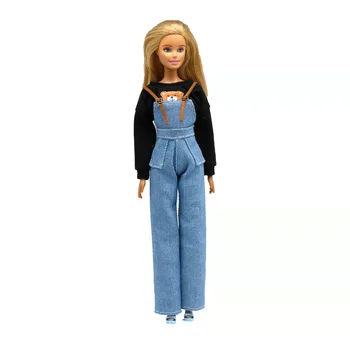 Mikina S Kapucňou Sweatershirt Jumpsuit Nohavice 1/6 Bábiky Oblečenie Pre Barbie Oblečenie Cartoon Medveď Tričko, Džínsy, Nohavice 11.5