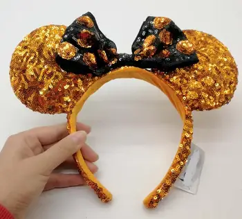 Nové Mickey Minnie Orange Uši Black Bow Halloween Klobúk Hlavový Most Cosplay