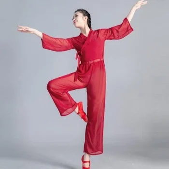 Nové Klasického Čínskeho Tanca Kostým Rave Festival Oblečenie Vietor Sukne Praxi Červené Víno Čínsky Štýl, Výkon Oblečenie