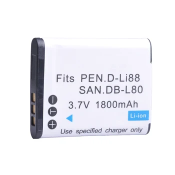 1800mAh D-Li88 DLI88 DB-L80 DBL80 Li-ion Batéria pre Pentax Optio H90 P70 P80 W90 WS80 a Sanyo Xacti DMX-CG11 VP Kamery