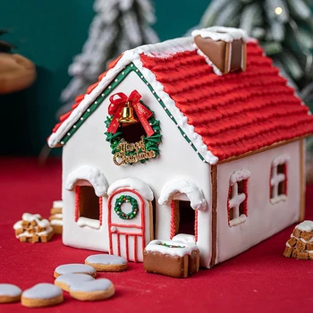 10Pcs/Set Nehrdzavejúcej Ocele Vianočný Perník Dom Formy Cookie Frézy,3D Cookie Sušienky Formy Pečenie, Pečenie Pečiva Nástroj