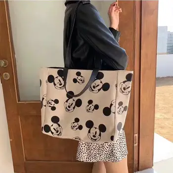 Nové Disney kórejský plátno taška veľká-kapacita tote bag Mickey mouse ženy módy tlače ramenný uhlopriečka batoh