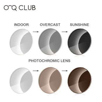 O-Q KLUB 1.74 Photochromic Predpis CR-39 Živice Okuliare, Šošovky, Krátkozrakosť, Ďalekozrakosť Anti-Modrá UV400 Okuliare, Šošovky