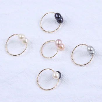Veľkoobchodný predaj Hot prírodné sladkovodné ryža pearl krúžok všetky zhodou ženské kruhy módne ženy šperky