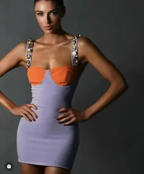 3 Farby Vysokej Kvality Oranžová Farba 2022 Nové Dizajnér Ženy Sexy Bodycon Mini Šaty Rayon Obväz Oslavovať Narodeniny Party Šaty