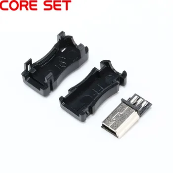 10pcs Mini Konektor USB 5 Pin T Port Male Zástrčku s Plastovým Krytom pre DIY Dropshipping Adaptér PCB SDA Dátový Kábel Line