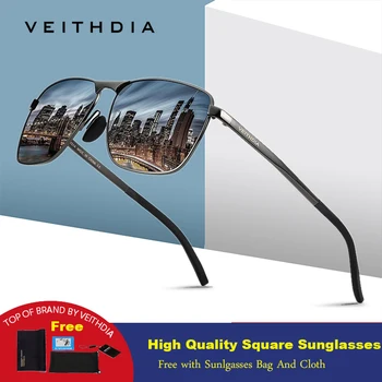 VEITHDIA 2022 Značky Unisex Dizajnér Retro Námestie slnečné Okuliare Mužov Polarizované Povlak Zrkadlo Slnečné Okuliare Okuliare Accessorie Pre Mužov