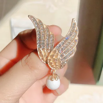 Muylinda Angel Wings Perly Kúzlo Brošňa Drahokamu Prívesok Brošne Vyhovovali Oblečenie Pin Klip Príslušenstvo Šperky