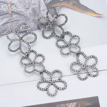 Kórejské Vyhlásenie Nevesty Šperky Crystal Kvet Elegantné Náušnice Dlhé Drop Svadobné Svadobné Náušnice Pre Ženy Bijoux