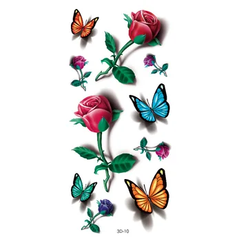 3D Rozmerov Nepremokavé Trvalé Dočasné Tetovanie Motýľ Rose Pierko Body Art Nálepky Sexy Falošné Tetovanie