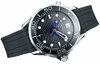 Pánske automatické mechanické hodinky čierne modré gumy keramické