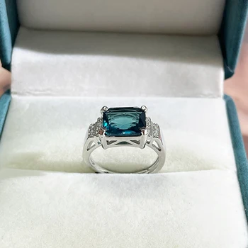 Cellacity Luxusné Originálne striebro 925 šperky prstene pre kúzlo žena s štvorcových drahé kamene zafír svadobné party veľkoobchod darček