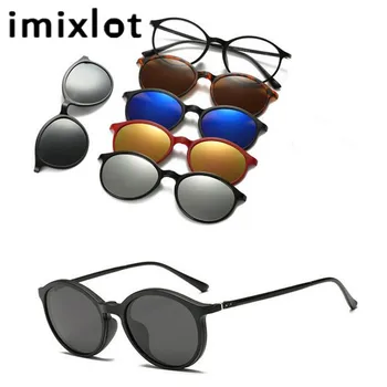 IMIXLOT Magnetické slnečné Okuliare Klip Zrkadlové Klip na Okuliare Mužov Polarizované Klipy Vlastné Predpis Krátkozrakosť 5 Objektív