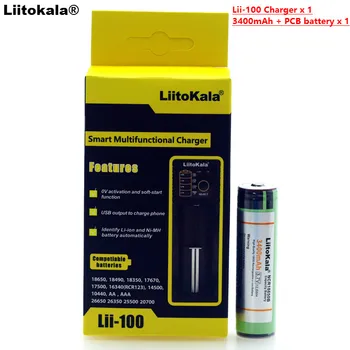 Liitokala lii-100 1.2 V 3.2 V, 3.7 V, Nabíjačka+1PCS Ochrany NCR18650B 3400mAh 18650 Nabíjateľná Batéria S PCB