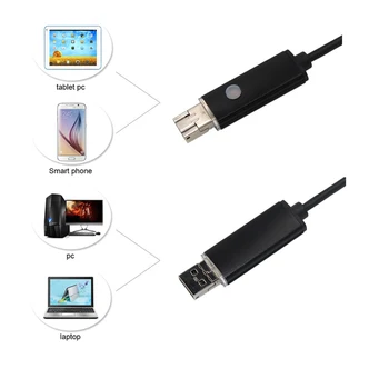5,5 mm 2m Objektív HD USB Endoskop Cam Vodotesný IP68 6 Led Kontrola Potrubia Endoskopu Fotoaparát Borescope Pre Android Telefón PC