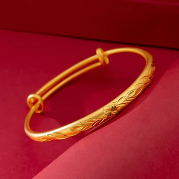 Jednoduchý Hladký 18K Zlata manžetový pre Mužov a Ženy, Kvetinové Šperky Strany Gothic Girl Kúzlo Náramok
