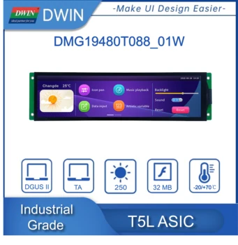 DWIN 8.8 palcový Panel IPS Displej Sériové LCD Radič Odporové, Kapacitné Dotykové 480*1920P TFT Bzučiak DMG19480T088_01