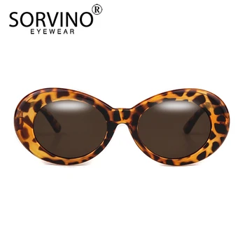 SORVINO Retro Kurt Cobain Malé Oválne slnečné Okuliare Ženy Dizajnér Vplyv Okuliare Leopard Ružové Okuliare na Slnko Veľký Módne Odtiene Sn259