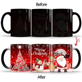 Vianočné farby hrnček tvorivé keramické citlivé na teplo kúzlo kávy šálku čaju