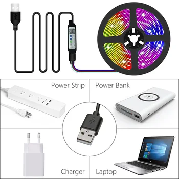 1 M-30 M USB, Bluetooth, WIFI LED Pásy Svetlo RGB 2835 5V Svetlo Flexibilný LED Lampa Pásky Pásky TV Ploche Podsvietenie Displeja Diódou Pásky