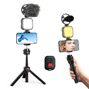 LED Video Svetlo Smartphone Vlog Auta S Rozšíriť Selfie Stick Statív pre Mikrofón Držiaka Telefónu Bluetooth Remote pre Live, YouTube