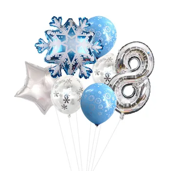 7pcs Snowflake Balóny 32inch Číslo Fóliový Balón Striebro Konfety Baloon Ľad, Snehová Kráľovná Narodeniny, Svadba Chrstiams Party Decor