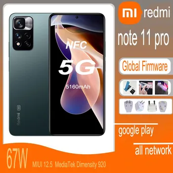 Poznámka 11 Pro 5G mobilné Smartphone Xiao Redmi 67W Humbuk rCharge Dimensity 920 globálna verzia plná netcom android