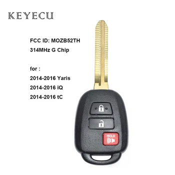 Keyecu Náhradné Diaľkové príveskom, 3 Tlačidlá G čip 314MHz pre Toyota Scion TC iQ Yaris 2016 MOZB52TH