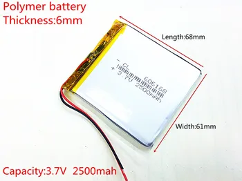 606168 3,7 V 2500mAh 606070 Lithium Polymer Li-Po li ion Nabíjateľnú Batériu buniek Pre Mp3 MP4 MP5 GPS, PSP, mobilné bluetooth