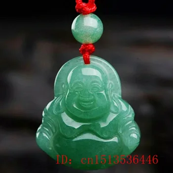 Veľkoobchod Prírodné Green Jade Guanyin Buddha Prívesok Náhrdelník Bižutéria Módne Doplnky, Ručne Vyrezávané Človek Šťastie, Amulet Dary